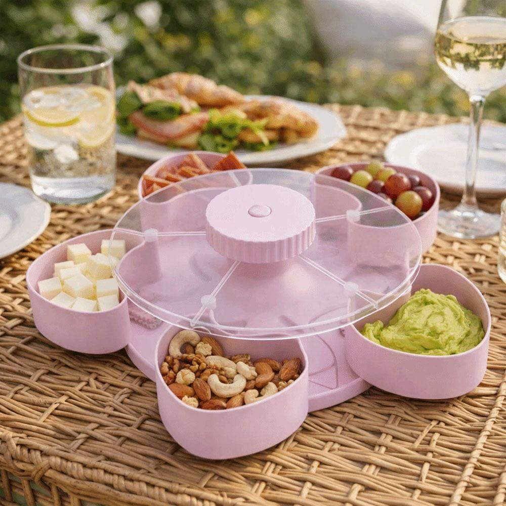 Multi-compartment Rotating Snack Tray Rotating Design Spinning Compartment Platter  for Snacks