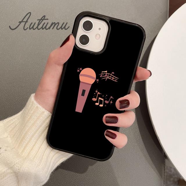 Cool Music Microphone Phone Case for iPhone 11 12 13 14 Pro Max Mini X XR XS SE 2020 6 7 8 Plus Samsung Galaxy S21 S22 Shell