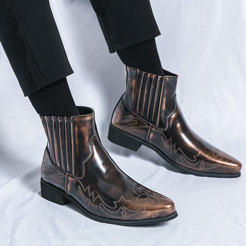 Designer Brand High-end Business Dress Shoes Groom's Wedding Shoes Hot Selling Leather Ankle Boots Men's High Top Shoes Big Size