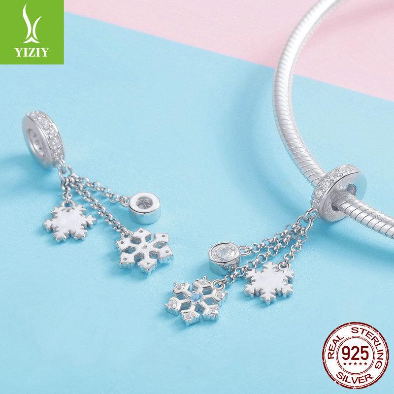 Winter Snowflake Silver Pendant S9 Platinum Plated Ladies Beaded Bracelet Necklace Accessories Scc1020