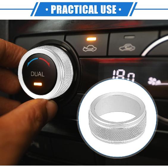 2 Pcs AC Climate Control Knob Ring Compatible for Toyota Camry 2021-2023, Durable Aluminum Alloy Silver Tone Interior Air Conditioning Knob Ring