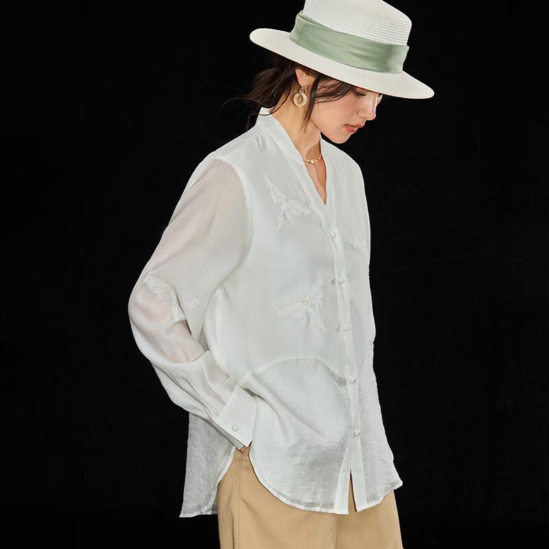 Women s Embroidered Tencel Blend Shirt L