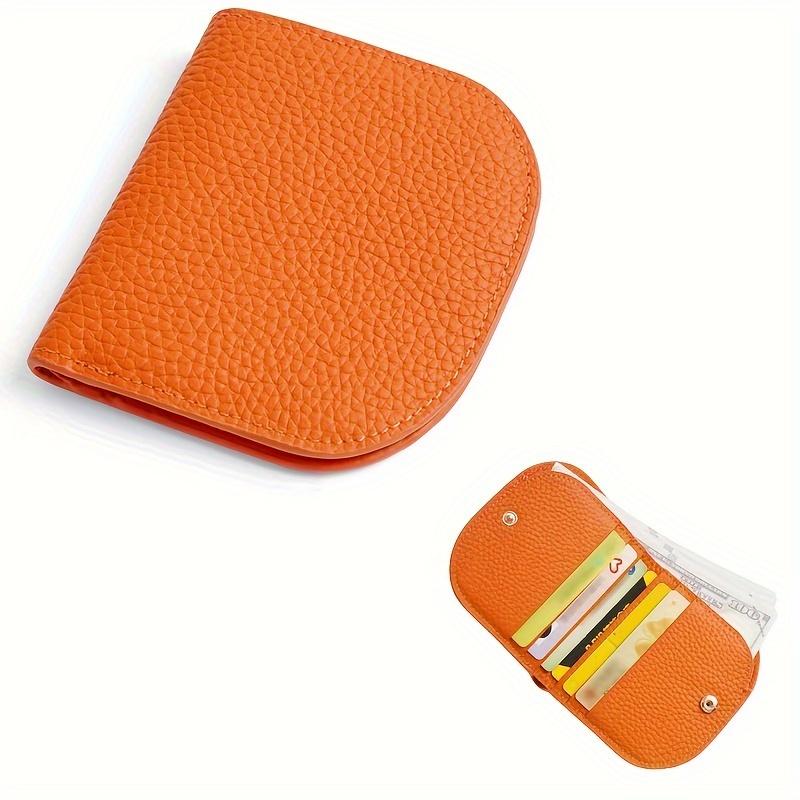 Women'S Genuine Leather Wallet, Slim Half-Round Design, Double-Fold Card Holder with Zipper for Coins, a Perfect Gift.