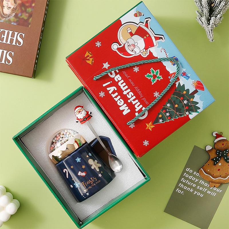 

Рождественская кружка, кружка, керамическая чашка, чашка для питьевой воды с крышкой, офисный подарок, кофейная чашка, чашка чая, чашка для молока 401-500ml