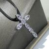 925 Silver Exquisite Cross Necklace Jewelry Women 'S Wedding Fashion Cross Cz Crystal Zircon Pendant Necklace Valentine 'S Day Gif