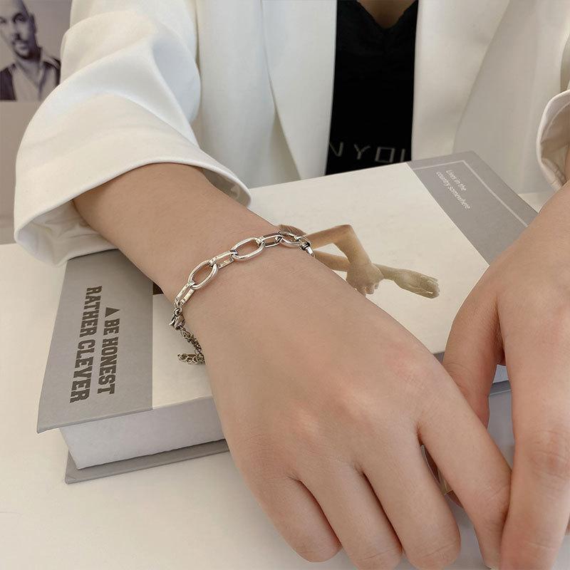 VENTFILLE 925 Sterling Silver Vintage Duplex Chain Bracelet For Women Gift Punk Jewelry Accessories Dropshipping Wholesale