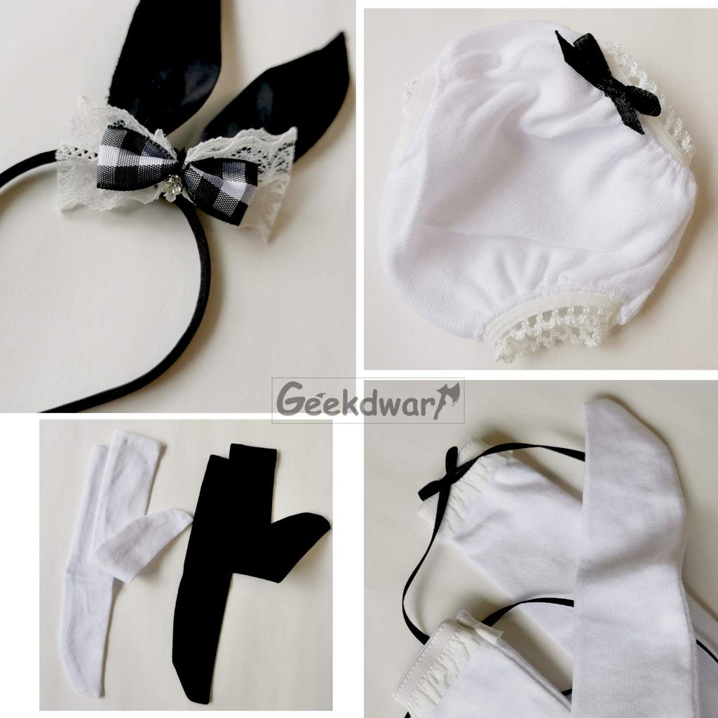 GeekDwarf of Doll Costume Maid Clothes Figure Beautiful Girl Gal JK Uniform Underwear Rabbit Ears Apron Socks Included of [Set 7] 1/3 (Set 7)