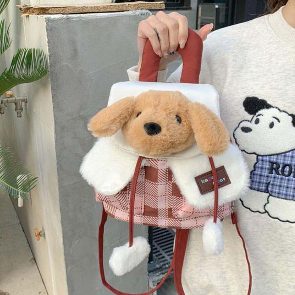Large Capacity Rabbit Plush Schoolbag Creative Animal Shoulder Bag Cartoon Dog Backpack Gift