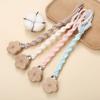 Flower Beech Wood Clip Baby Pacifier Clip Handmade Cloth Chain Newborn Pacifiers Clips Dummy Holder Teething Toys Nipple Chains