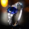Luxuriöser blauer Zirkonstein Ovaler Fingerring Silberfarben Vintage Ehering Brautschmuck für Damen