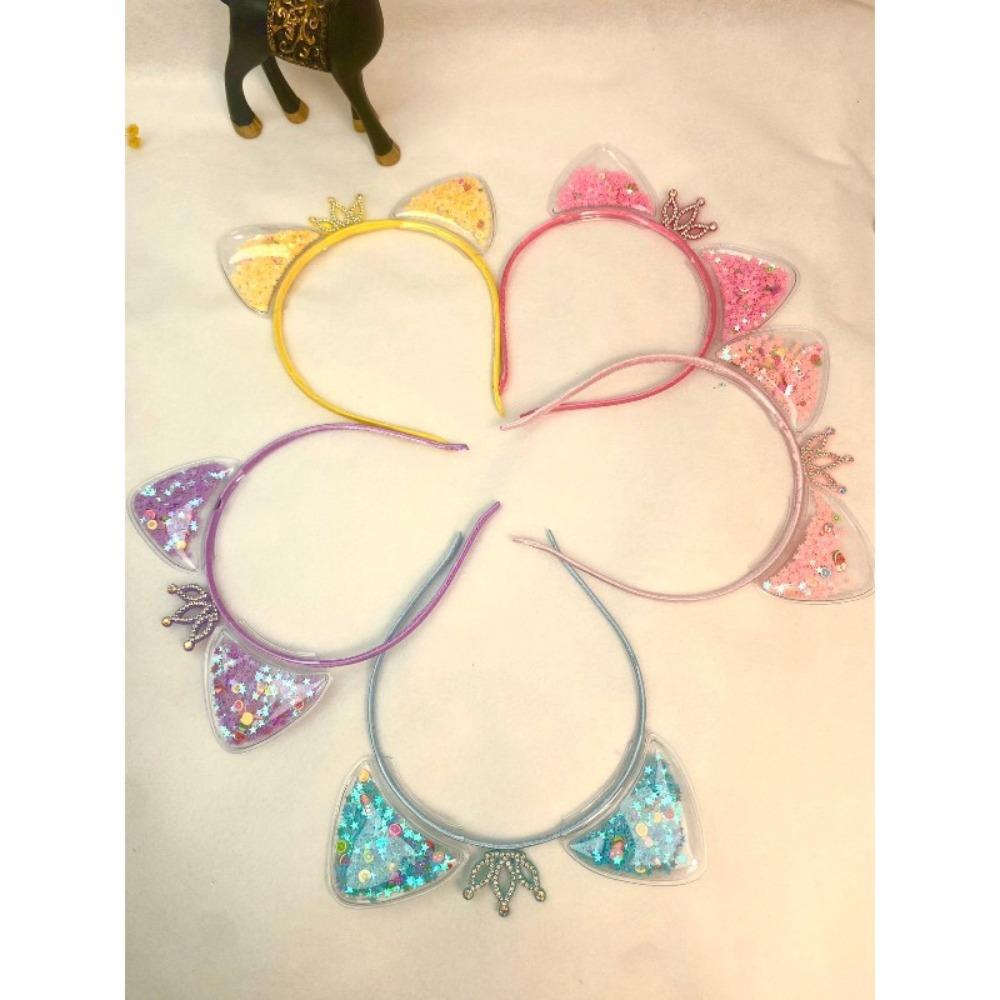 Cat Ears Quicksand Hair Band Crown Rabbit Ears Children's Hair Accessories Students Share Kindergarten Prizes Sequined Elements