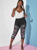 Rosegal Plus Size Capri Leggings med høy stige blomsterprint