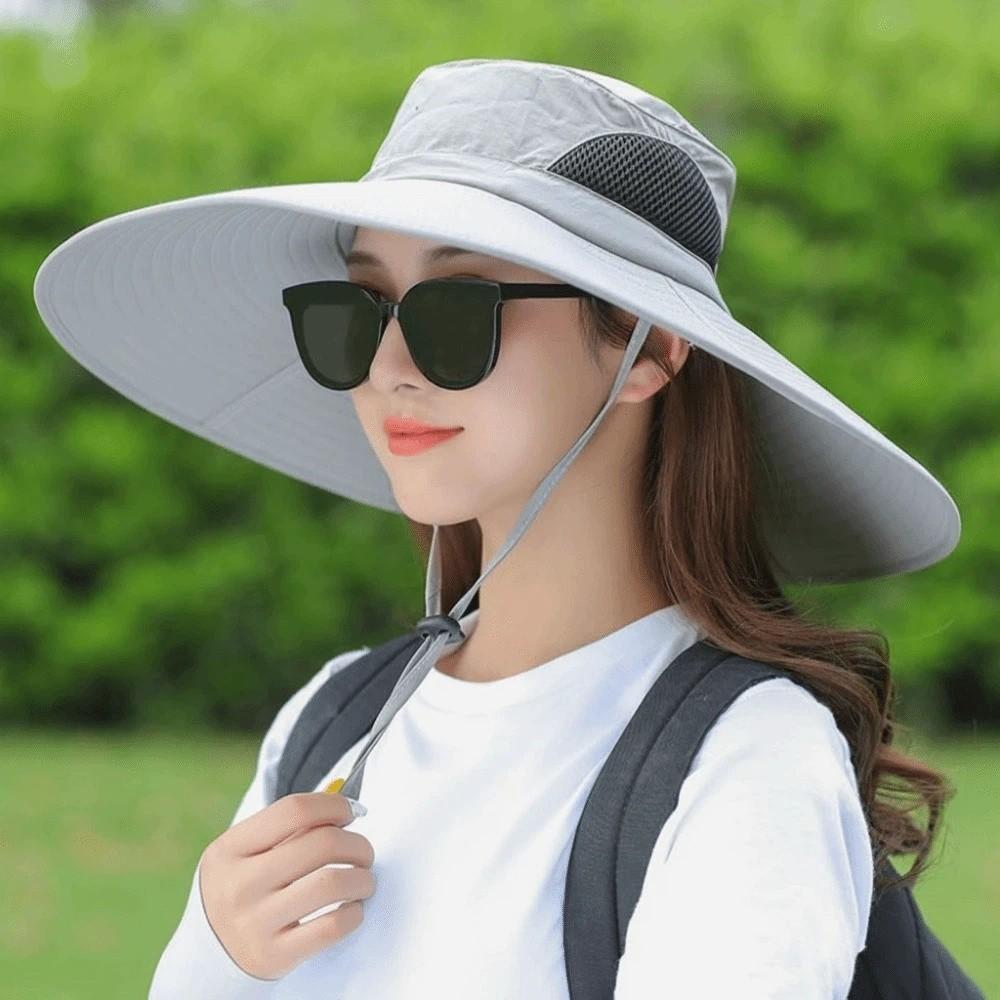 Portable UV Sun Protection Wide Visor Brim Hat 15CM Large Brim Breathable Sun Protection Hat Foldable Bucket Cap Men