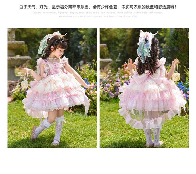 Lolita Girls' Princess Dress Summer New Flower Fairy Dress Children's Super Fairy Monet Garden Birthday Dress