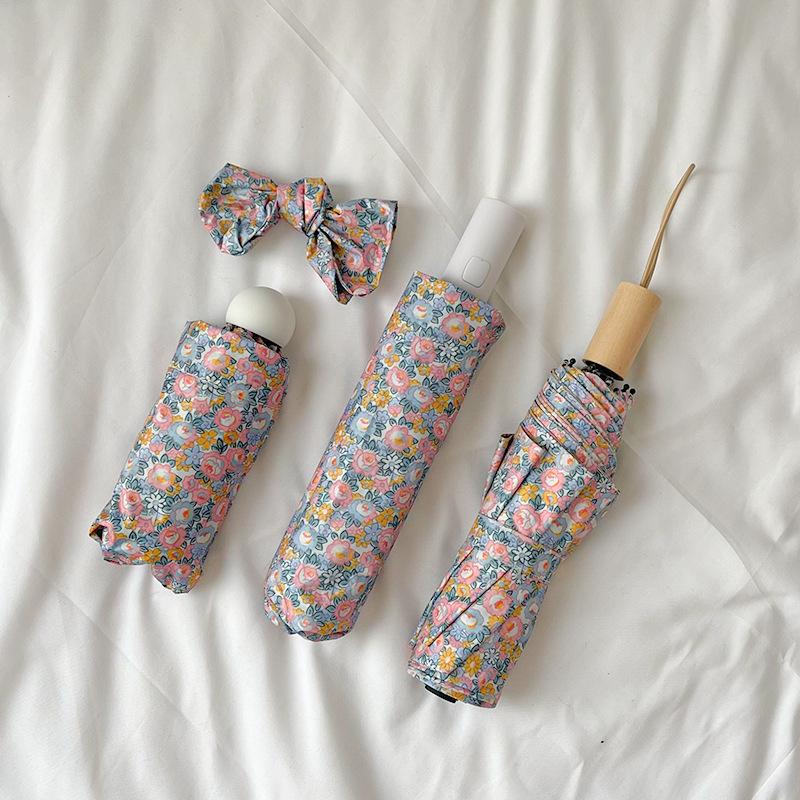 Retro Floral Umbrella Women's Literary High-End Strong Sun Protection Sunscreen Sun Umbrella