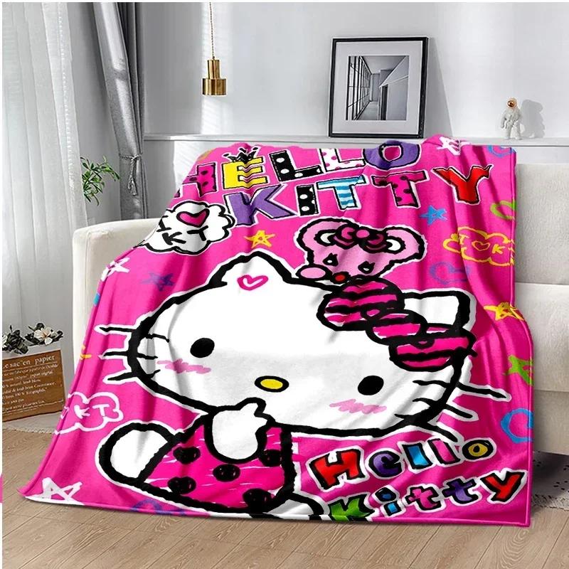 HelloKitty Cartoon Anime Kawaii Blanket for Kids Super Soft Cute Blanket for Travel Bedding Couch Sofa Bed Blanket Birthday Gift