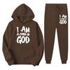 Trend Plus Size Fleece Sweater Sweatpants Set New Hooded Drawstring Printed Alphabet Sweater