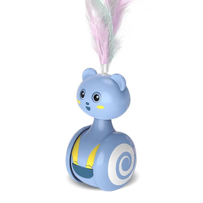 Automatic Cat Toy Tumbler Swing Toys for Cats Funny Balance Car Interactive Kitten Chasing Toy With Feather Ball Cat Accessories