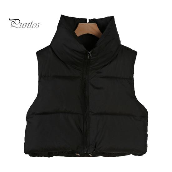 Thick Padded Waistcoat Winter Women Vest Coat Stand Collar Neck Protection Thickened Zipper Closure Jacket Cardigan Sleeveless Solid Color Drawstring