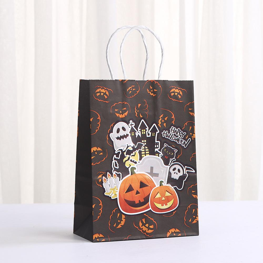 StoBag, Happy Spooky Halloween Gift Bags, Carrying Candy Snack, for Party Supplies, Trick or Treat, Reusable Paper, 12/30pcs