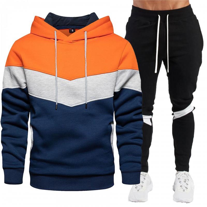Mens Casual Sportswear Set Long Sleeve Hooded Sweatshirt Pants Outfit