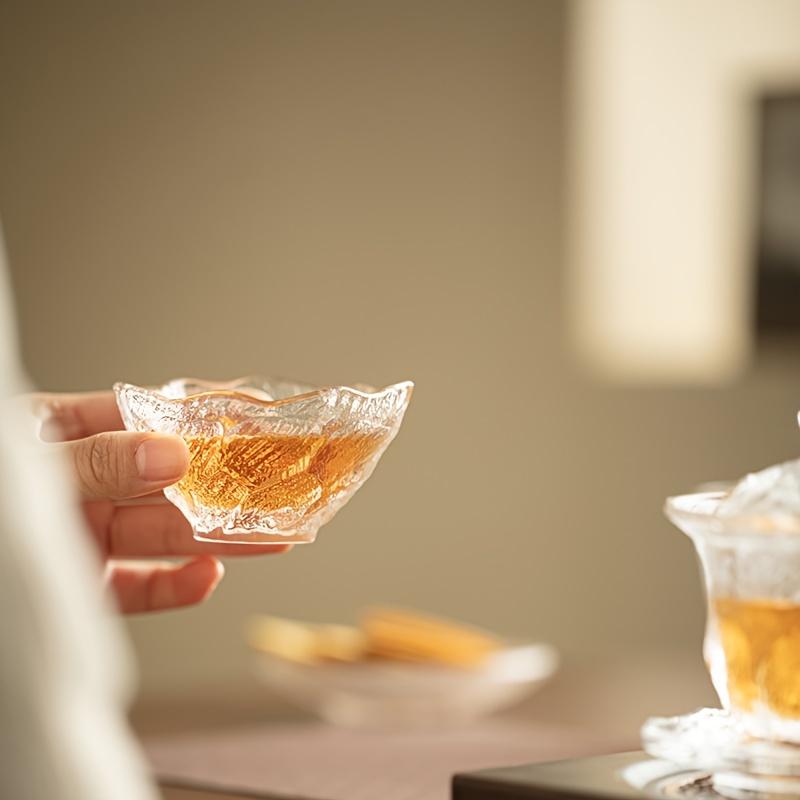 1 Set Glas Kung Fu Tee Set Japanisches Haushalts-Tee Gedeckter Becher Teetasse Wohnzimmer Gletschermuster Glasbecher Trinkgeschirr Komplettes Tee-Set Geburtstagsgeschenke