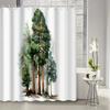 1pc Watercolor Style Pine Tree Illustration, Printed Shower Curtain Partition Curtain, Polyester Fabric, with 12 Hooks