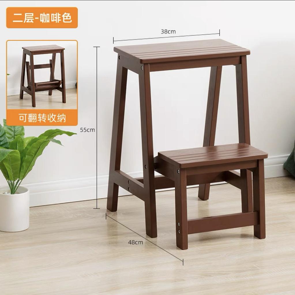 Household High-altitude Stool Dual-purpose Ladder Chair Indoor Multifunctional PedalFloor Ladder Solid Wood Folding Ladder Stool