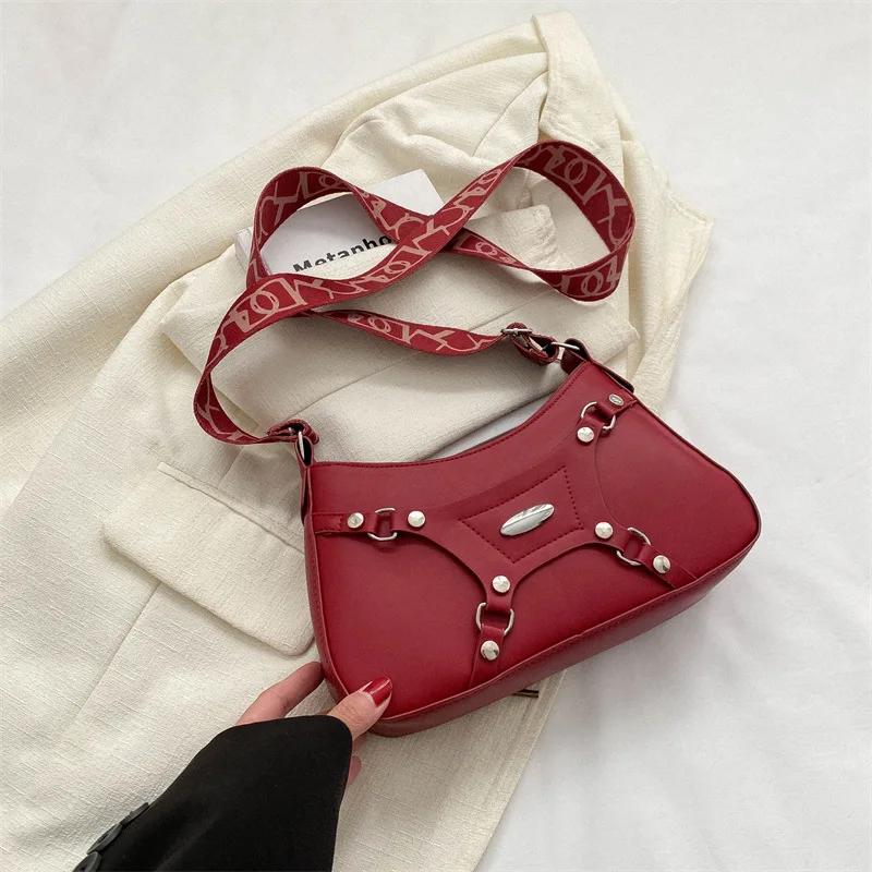 Monochromatic Shoulder Stitching Bag for Women Crossbody Underarm Bag High Quality New Niche Design Luxury