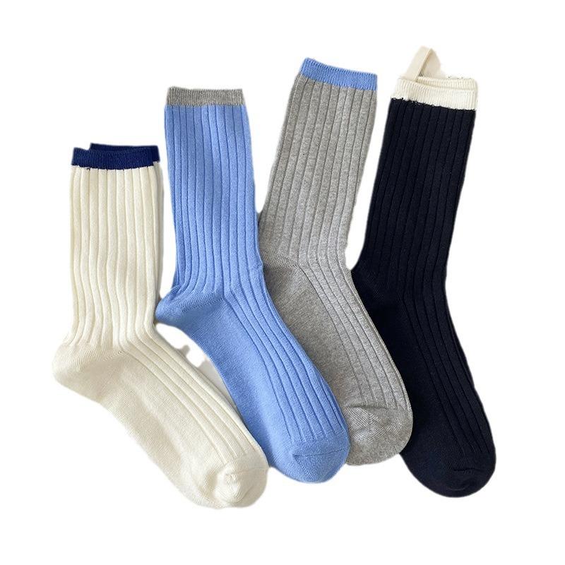 Women's Spring and Autumn Color Cloth Logo College Wind Drum Pile Pile Cotton Socks