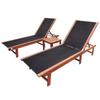 Day and Night - Day and Night Lounger with Table 2 Units Solid Acacia Wood and Textilene
