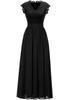 Cross-border Amazon Fashion V-neck Swing Dress Sleeveless Lace Splicing Chiffon Long Banquet Evening Dress Dress
