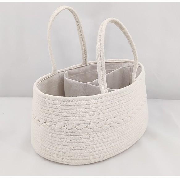 Large Cotton Rope Baby Bottle & Supplies Storage Basket with Handles