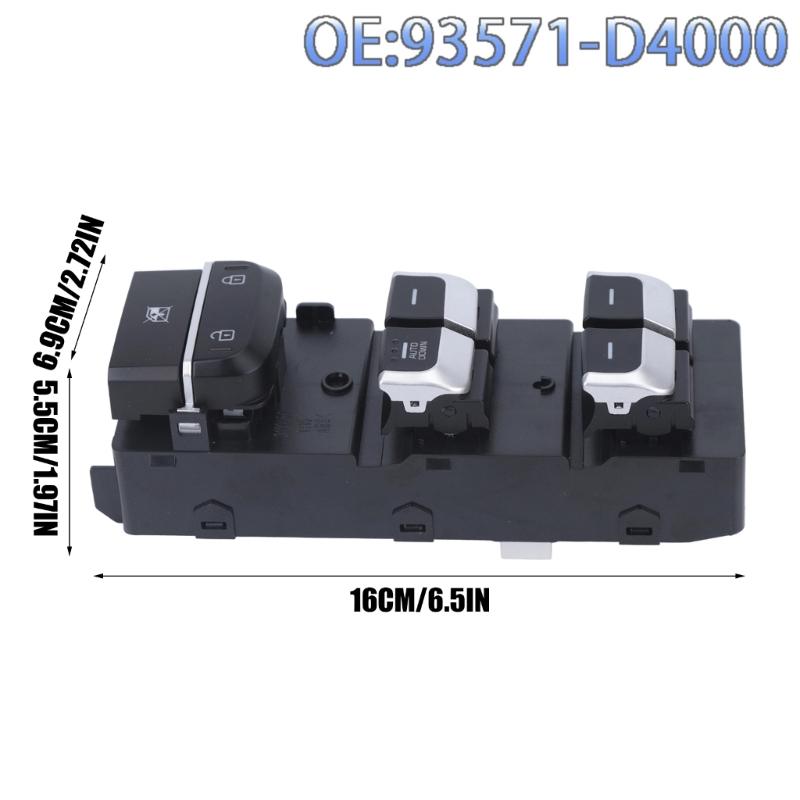 Driver Window Switches Button Panel for Replacement Use, 4 Button Layout with Upper Lock Buttons, ABS Housing, Part 93571D4000 for Repair Work