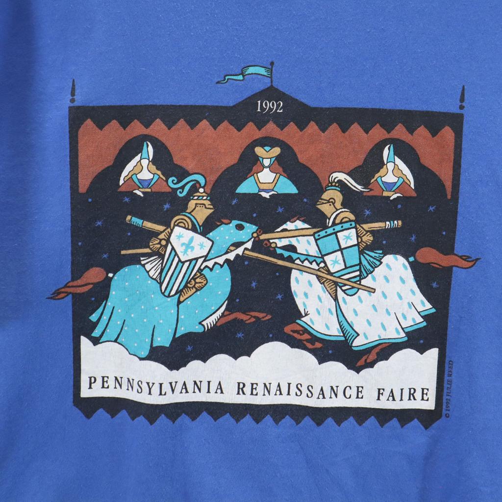 OLD 90s Print Short sleeve T-shirt blue Single stitch Men's Used