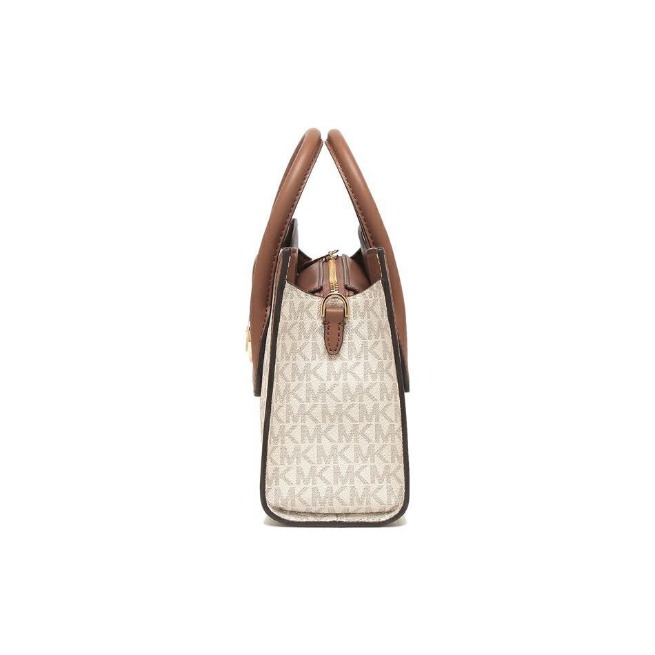 Michael Kors MK Gabby Logo Print Commute Schoudertote Tas Dames tassen Vanille-Wit Bruin 35S3G5GS5B-150