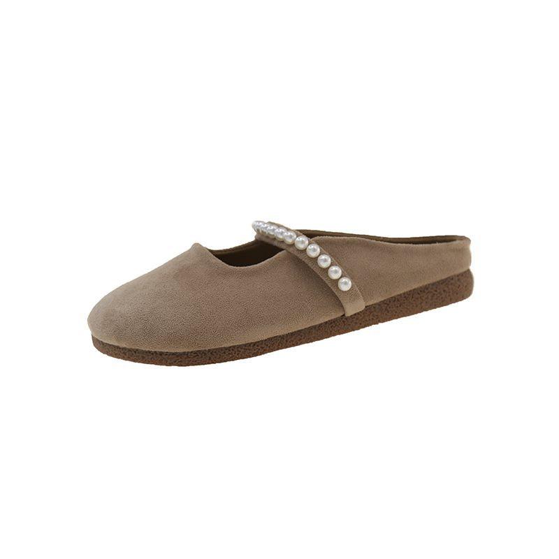 Mary Jane Gentle Spring Flat Bottom Bag Head Half Slippers Women'S Summer Cool Slippers Soft Sole Evening Shoes Outside