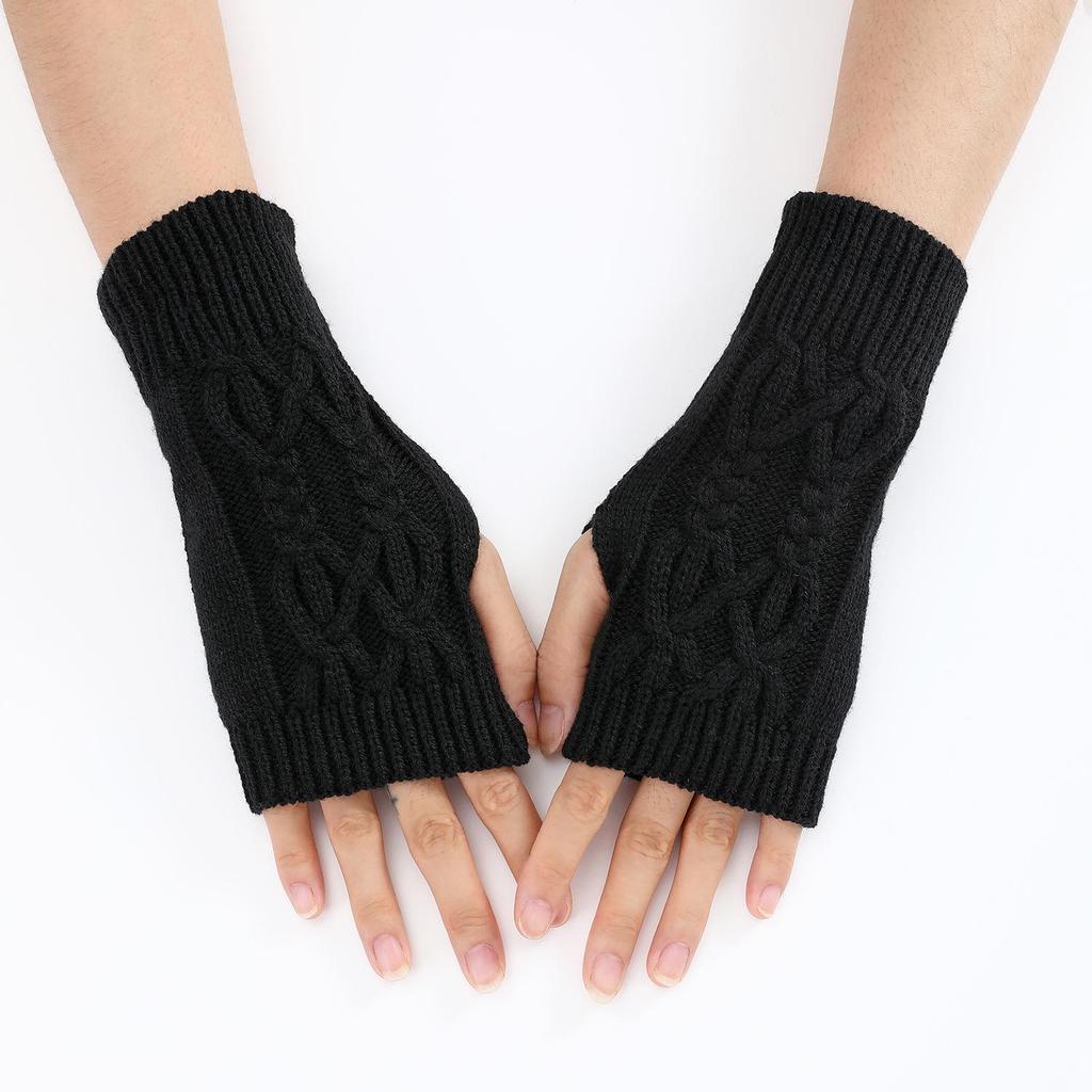 Half Finger Gloves for Women Winter Soft Warm Wool Knitting Arm Gloves Soft Warm Half Finger Handschoenen Unisex Mitten Guantes