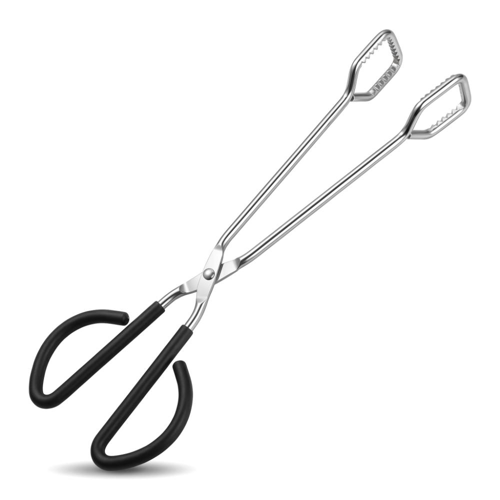 Serrated Tip Food Tongs Silver Scissor Tongs Camping Tool Charcoal Tongs Barbecue Cooking серебряный