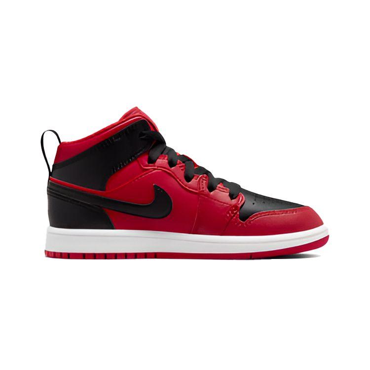 Air Jordan 1 Mid PS Reverse Bred Kids Sneakers Gym-Red Black White 640734-660