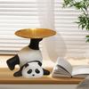 Panda Figurine Desk Storage Tray Creative Multipurpose Jewelry Tray for Entrance Table Office Living Room Housewarming Gift