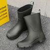 Men's Mid-calf Rain Boots Mid-calf Outdoor Slip-resistant Water Shoes Lightweight and Waterproof