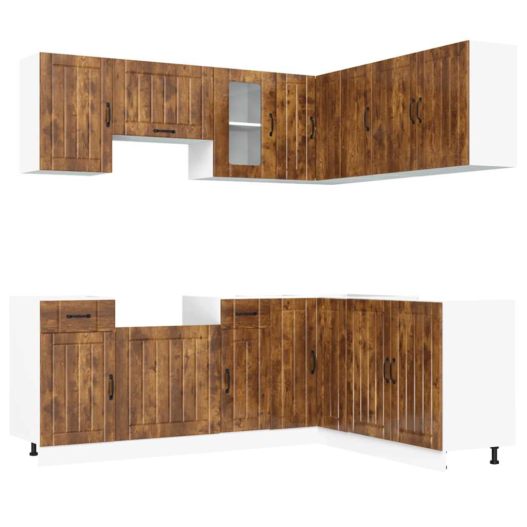 11 Piece Kitchen Cabinet Set Lucca Smoked Oak Wood Based Material