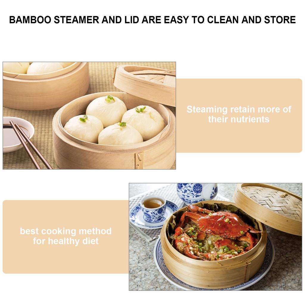 Parowar wielokrotnego użytku bambusowy kosz Dim Sum Pot metalowy warzywny jedzenie z pokrywką wielofunkcyjny