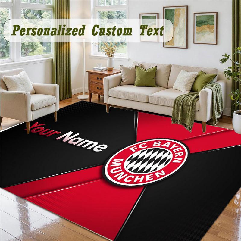 Crystal Velvet Square Rug Custom NameBayern Munich Pattern Non Slip Home Floor Decor Rug