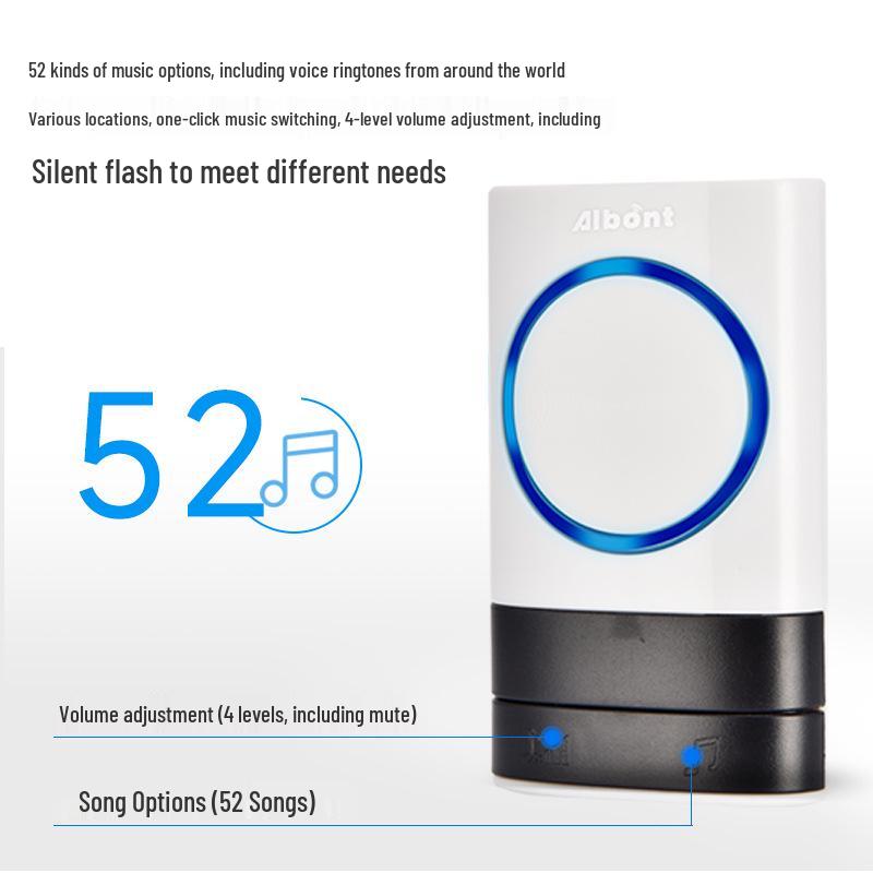 Wireless Waterproof Self-Powered Smart Doorbell with UK Plug