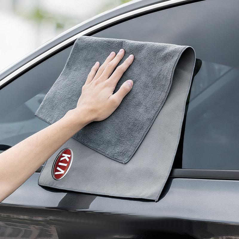 1pcs 2025 Fashion New Car Wash Towel Microfiber Cleaning Rag Cloth Car Goods For KIA Cerato Sportage R K2 K3 K5 Sorento Sportage R Rio Soul