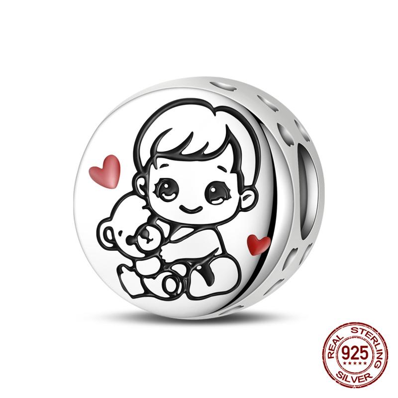 

100 copper Little Boy With Girl Beaded Red Princess Shoes Charm Bead Charms Compatible With Authentic Bracelets Do It Yourself Jewellery Making Women