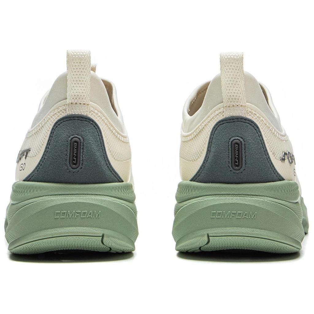 Li Ning SOFT GO 2 Cushioning Slip Resistant Abrasion Resistant Low top Casual Shoes Men's Ecru AGLV005-12