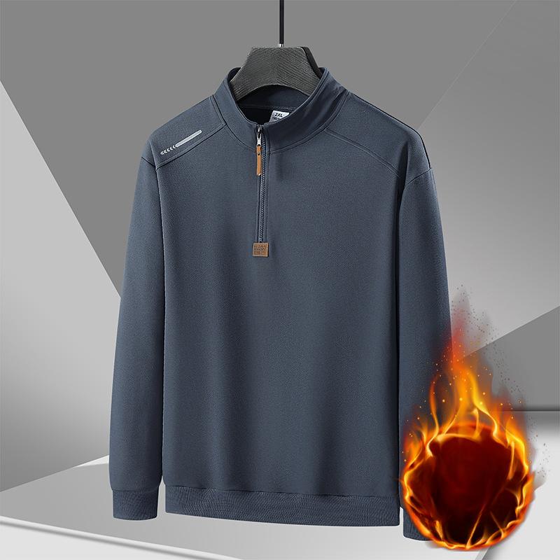 Tröja med halv dragkedja Herr Pullover Ståkrage Vår och Höst Casual Lös och Mångsidig Medelålders och Ung Sporttopp Pappa Kläder